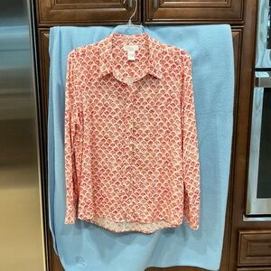 Stella Parker Collection Ladies Long Sleeve Button Down Shirt Large Seashells